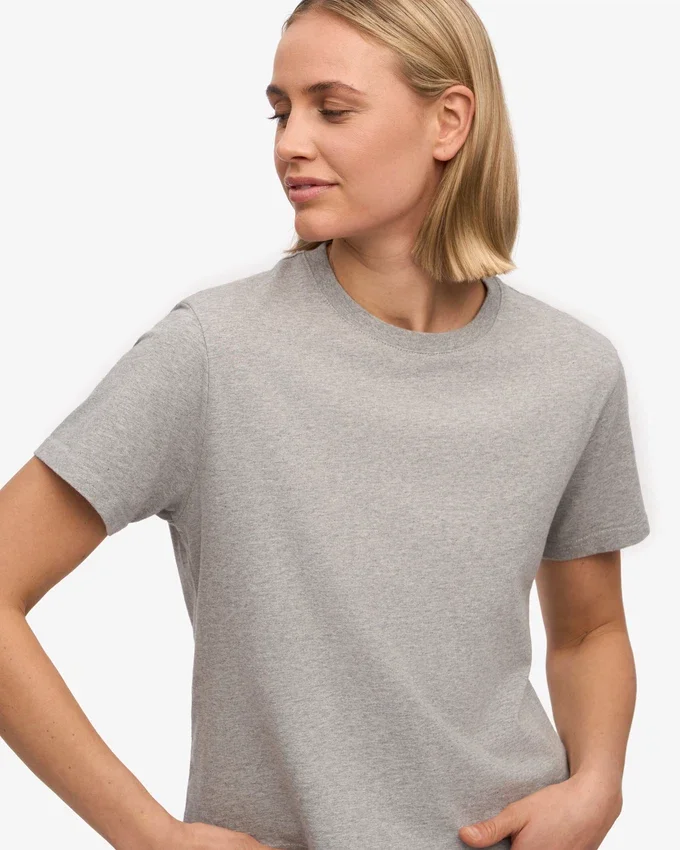 T-shirt court ample en coton bio - Gris chiné