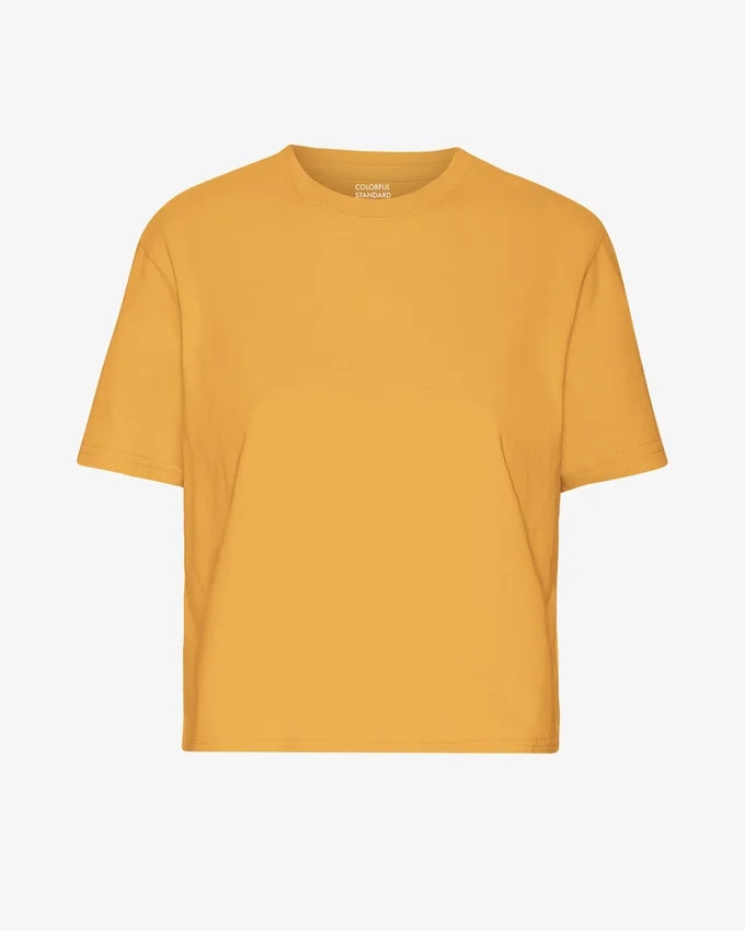 T-shirt court ample en coton bio - Jaune brûlé