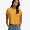T-shirt court ample en coton bio - Jaune brûlé