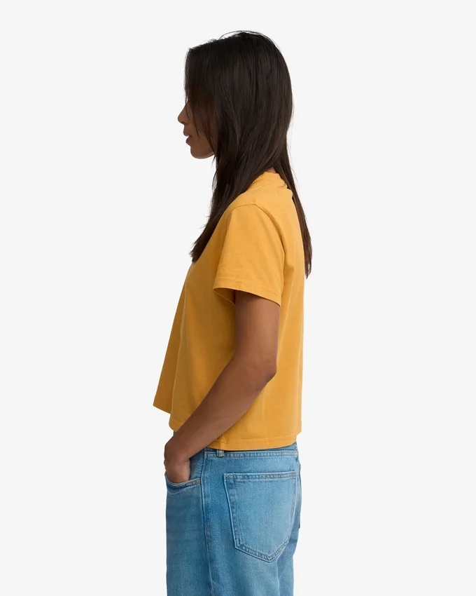 T-shirt court ample en coton bio - Jaune brûlé