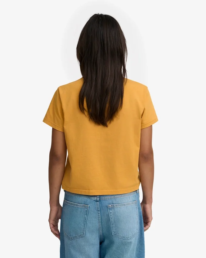 T-shirt court ample en coton bio - Jaune brûlé