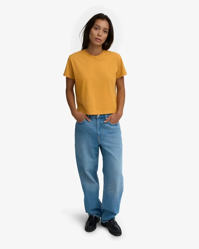 T-shirt court ample en coton bio - Jaune brûlé