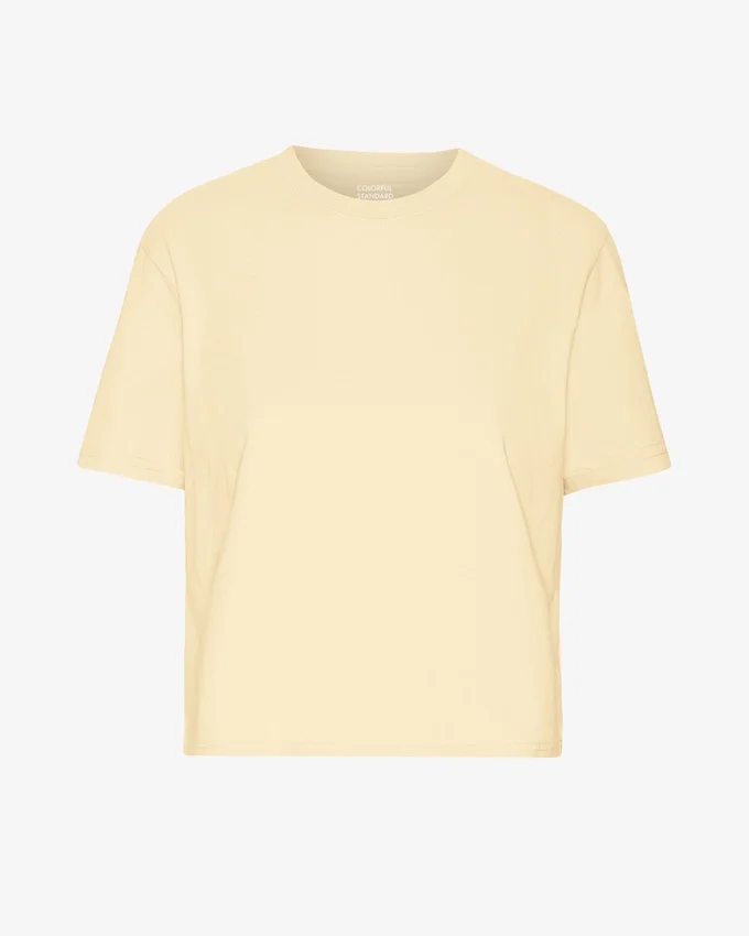 T-shirt court ample en coton bio - Jaune pâle