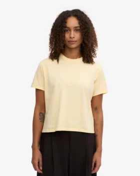 T-shirt court ample en coton bio – Jaune pâle