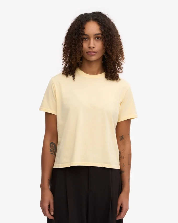 T-shirt court ample en coton bio - Jaune pâle