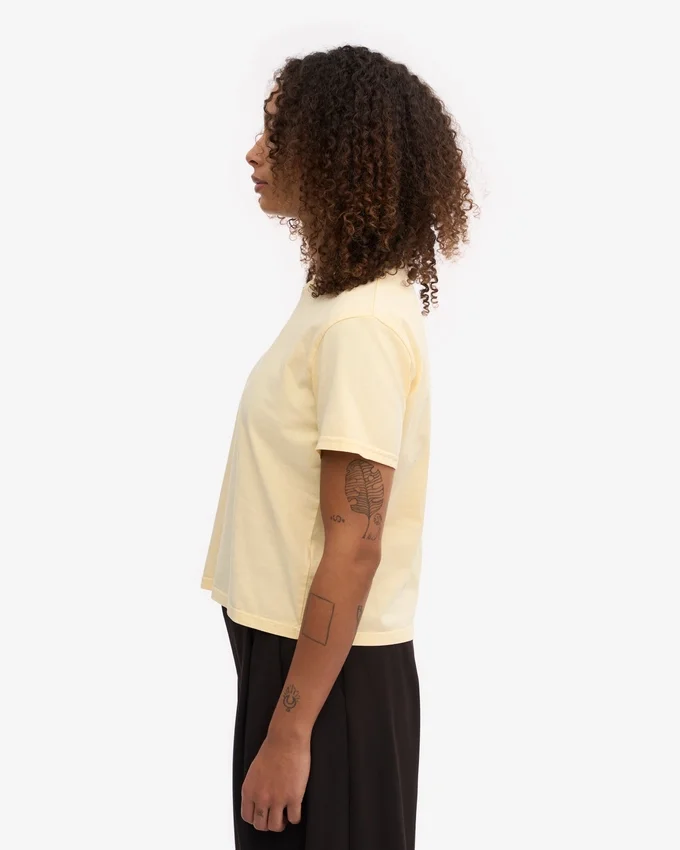 T-shirt court ample en coton bio - Jaune pâle