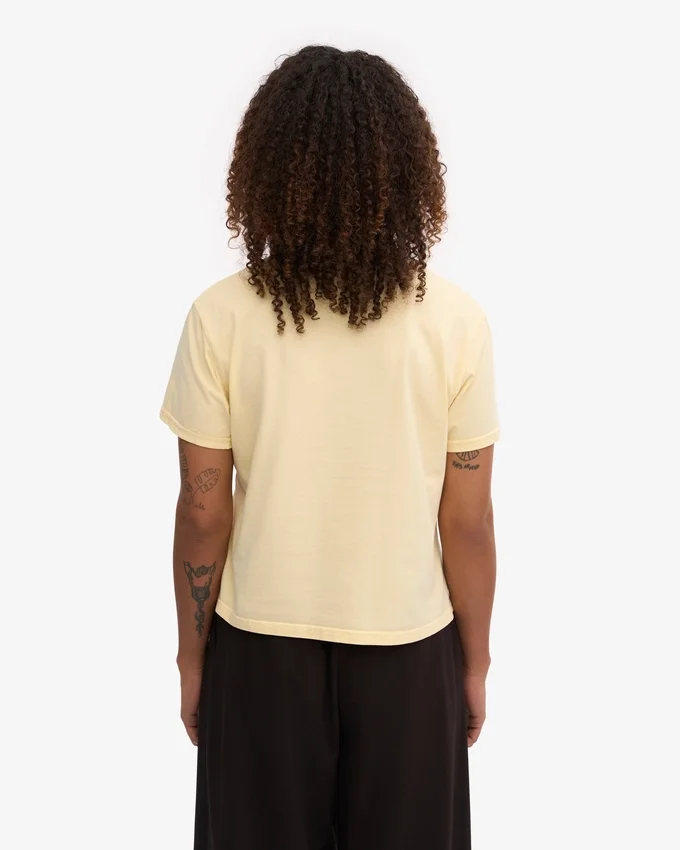 T-shirt court ample en coton bio - Jaune pâle