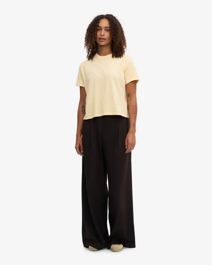 T-shirt court ample en coton bio - Jaune pâle