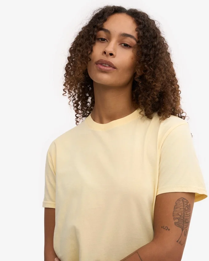T-shirt court ample en coton bio - Jaune pâle