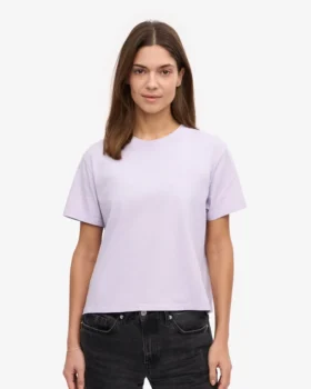 T-shirt court ample en coton bio – Lavande pâle