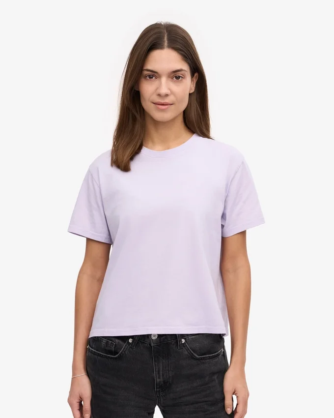T-shirt court ample en coton bio - Lavande pâle