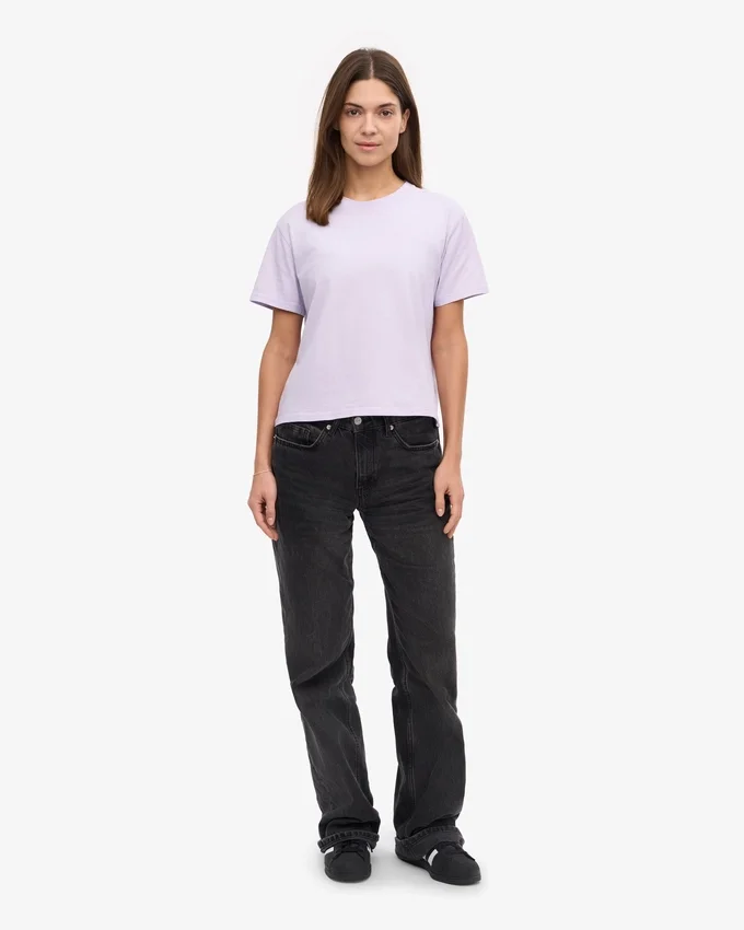 T-shirt court ample en coton bio - Lavande pâle