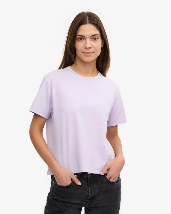 T-shirt court ample en coton bio - Lavande pâle