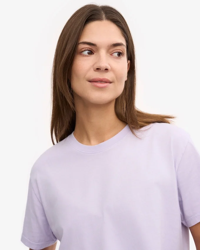 T-shirt court ample en coton bio - Lavande pâle