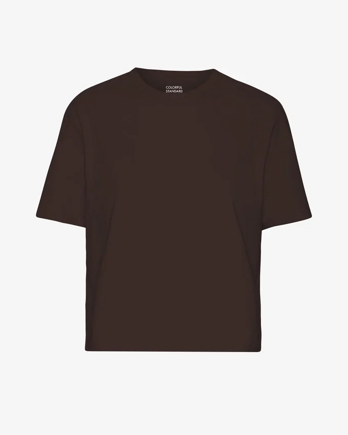 T-shirt court ample en coton bio - Marron café