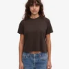 T-shirt court ample en coton bio - Marron café