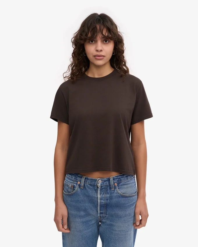 T-shirt court ample en coton bio - Marron café