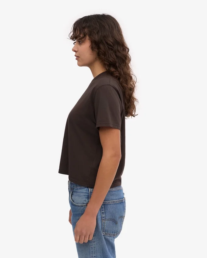 T-shirt court ample en coton bio - Marron café
