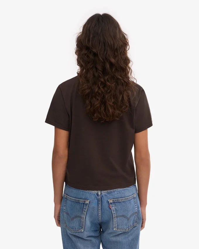 T-shirt court ample en coton bio - Marron café
