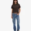 T-shirt court ample en coton bio - Marron café