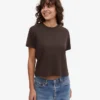 T-shirt court ample en coton bio - Marron café