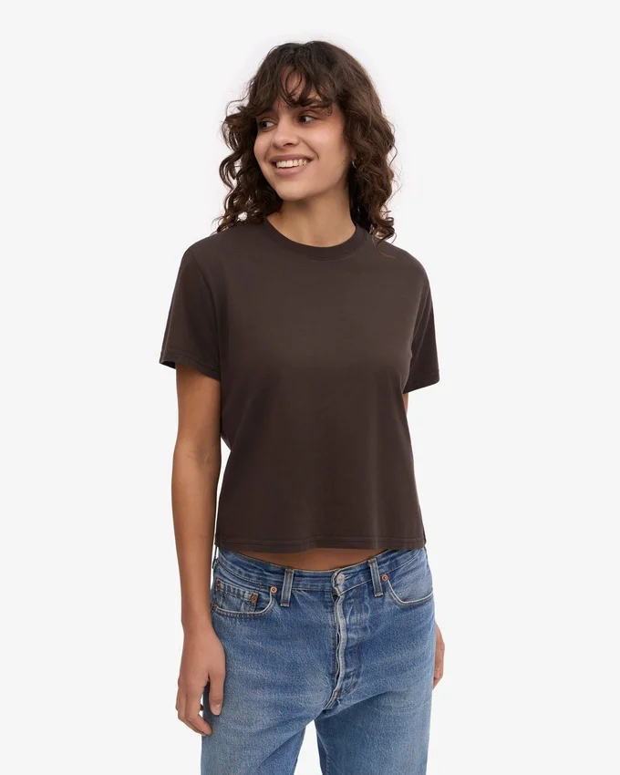 T-shirt court ample en coton bio - Marron café