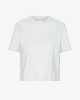 T-shirt court ample en coton bio - Mélange neige