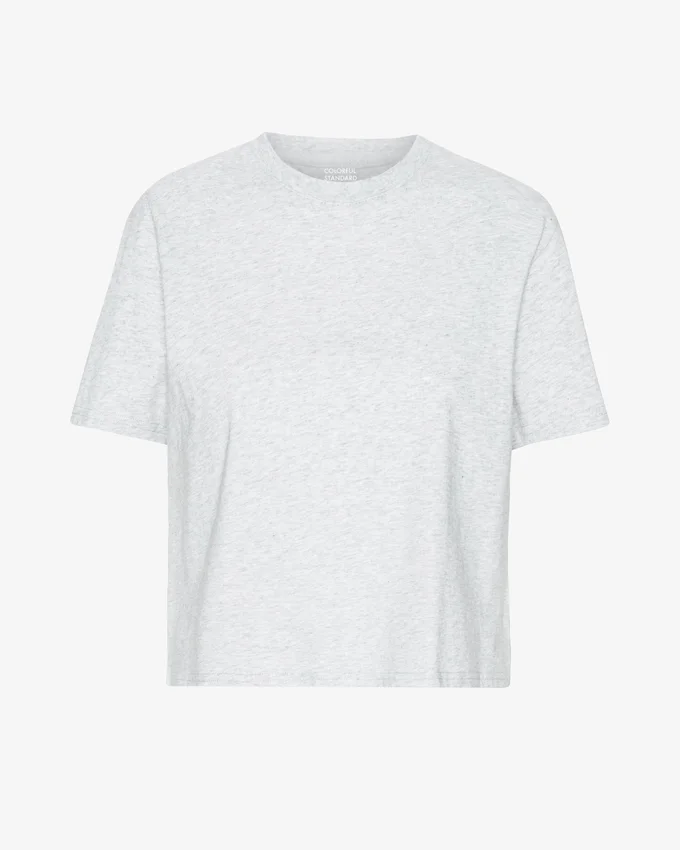 T-shirt court ample en coton bio - Mélange neige