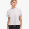 T-shirt court ample en coton bio - Mélange neige