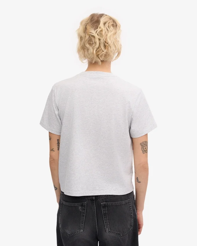 T-shirt court ample en coton bio - Mélange neige