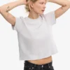 T-shirt court ample en coton bio - Mélange neige