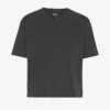 T-shirt court ample en coton bio - Noir délavé