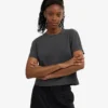 T-shirt court ample en coton bio - Noir délavé