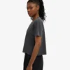 T-shirt court ample en coton bio - Noir délavé
