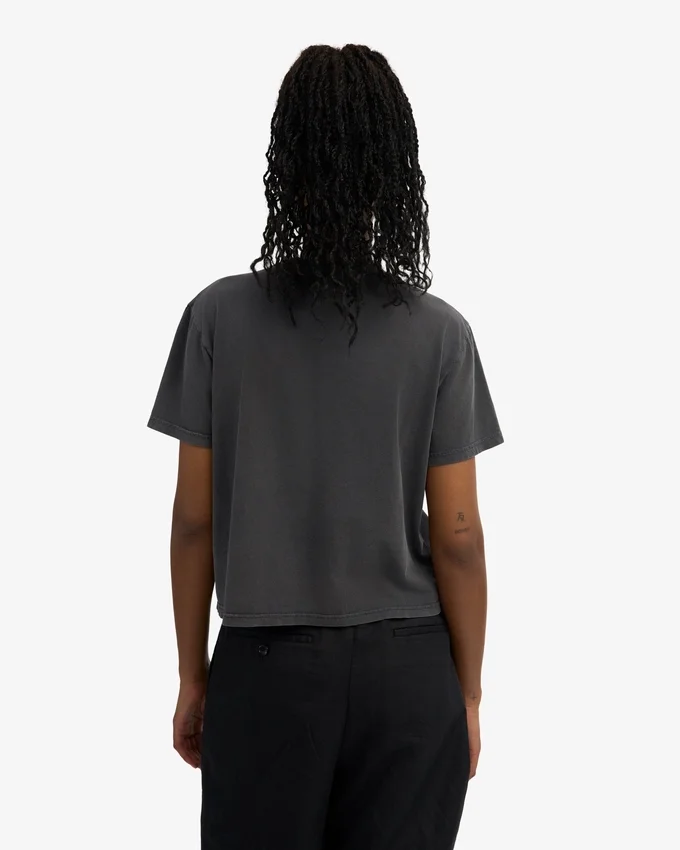 T-shirt court ample en coton bio - Noir délavé