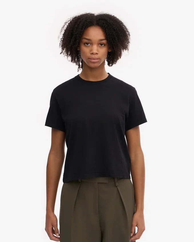 T-shirt court ample en coton bio - Noir intense