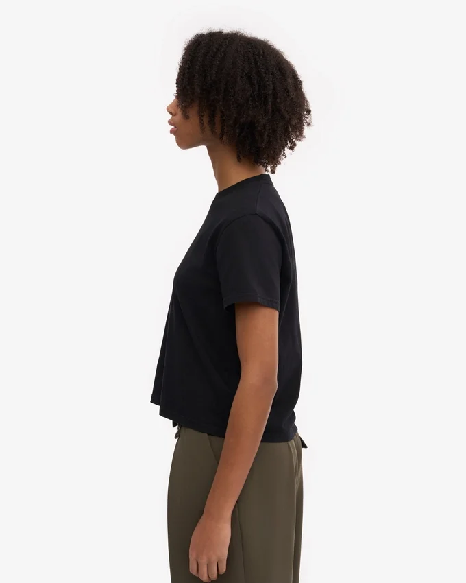 T-shirt court ample en coton bio - Noir intense