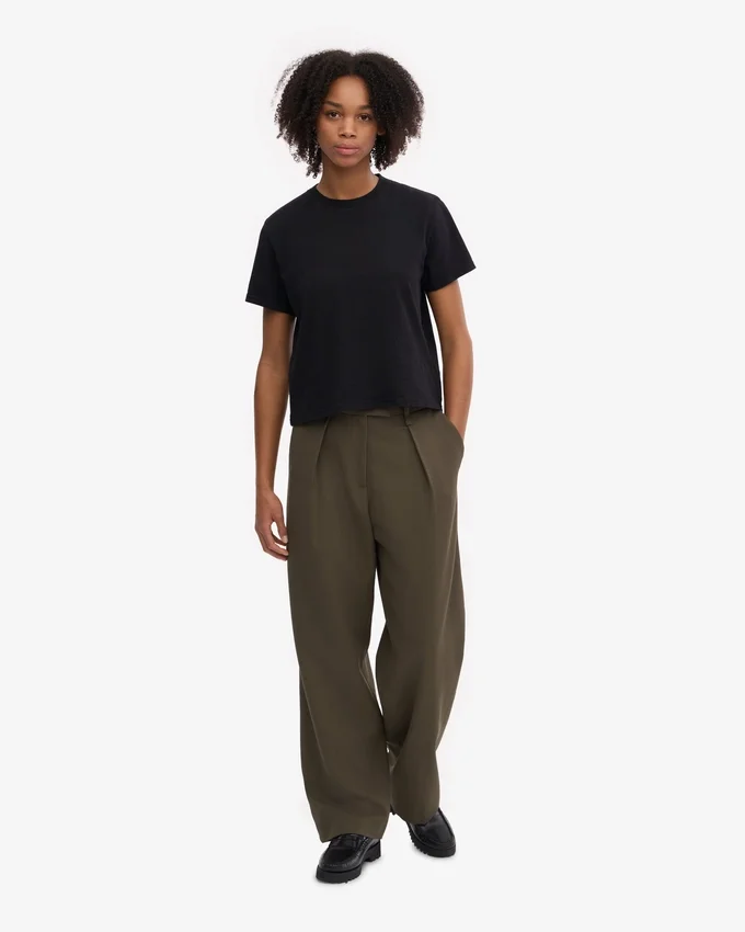 T-shirt court ample en coton bio - Noir intense