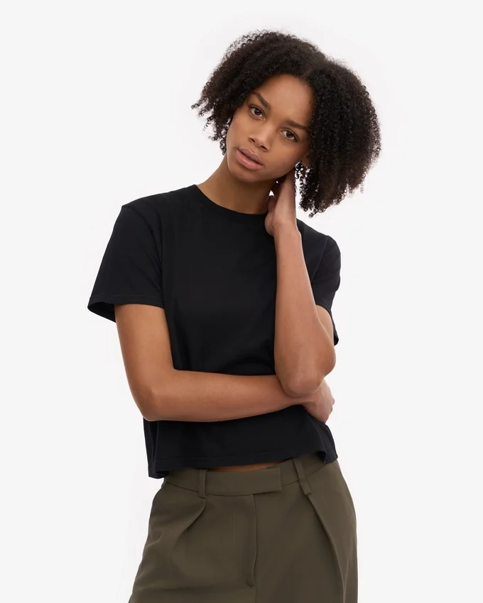 T-shirt court ample en coton bio - Noir intense