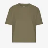 T-shirt court ample en coton bio - Olive poudré