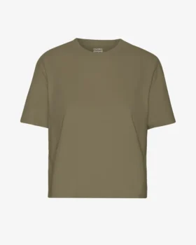 T-shirt court ample en coton bio - Olive poudré