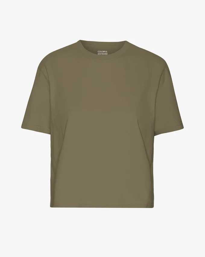 T-shirt court ample en coton bio - Olive poudré
