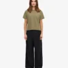 T-shirt court ample en coton bio - Olive poudré