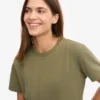 T-shirt court ample en coton bio - Olive poudré