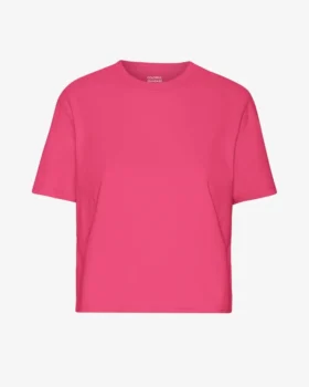 T-shirt court ample en coton bio - Rose bubble-gum