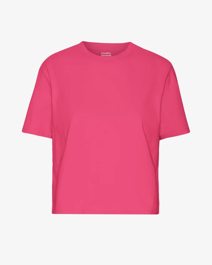 T-shirt court ample en coton bio - Rose bubble-gum