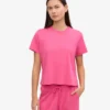 T-shirt court ample en coton bio - Rose bubble-gum