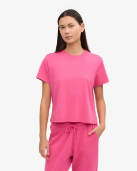 T-shirt court ample en coton bio – Rose bubble-gum
