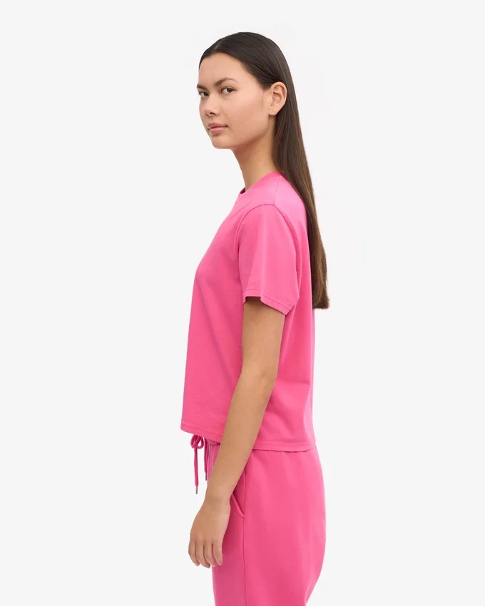 T-shirt court ample en coton bio - Rose bubble-gum