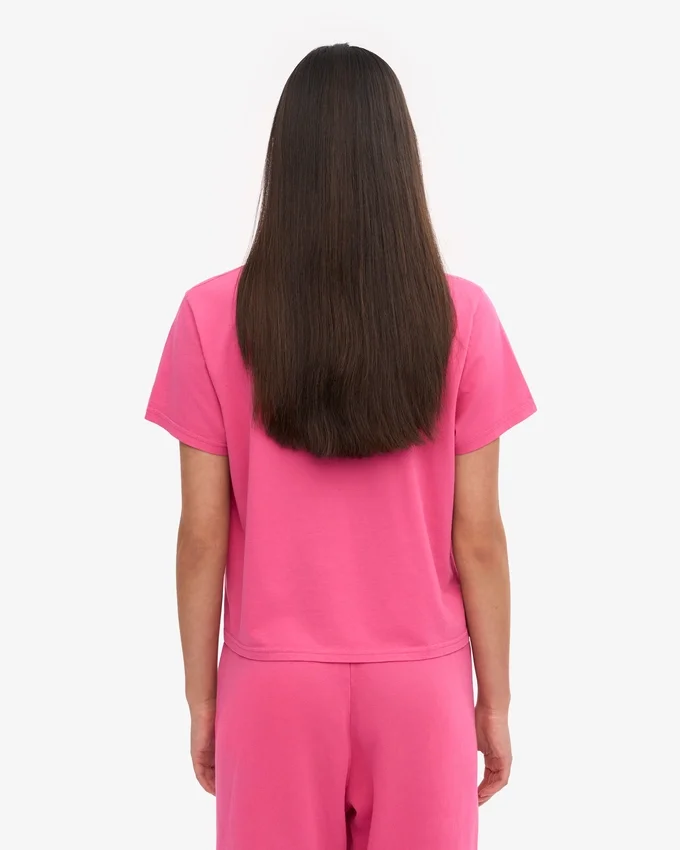 T-shirt court ample en coton bio - Rose bubble-gum